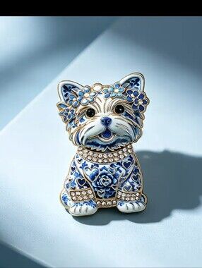 Yorkie Dog Yorkshire Terrier Tiny Brooch NEW
